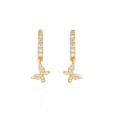 925 Sterling Silver 18k Gold Plated Butterfly Hoop Earrings| Gift for ...