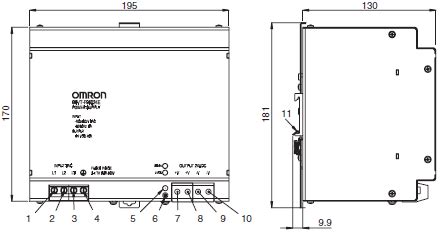 S8VT Switch Mode Power Supply (120/240/480/960 W Models)/Dimensions ...