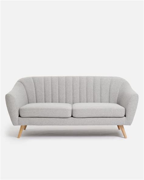 Light Gray Couch with Wooden Legs