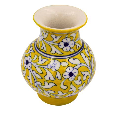 Blue Pottery Flower Vase - Yellow – Natriel