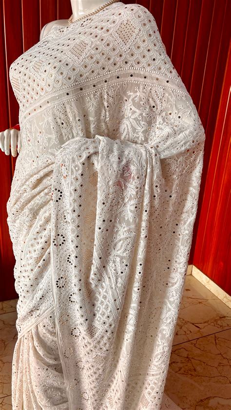 Ruhani Allover Chikankari and intricate Mukaish Saree