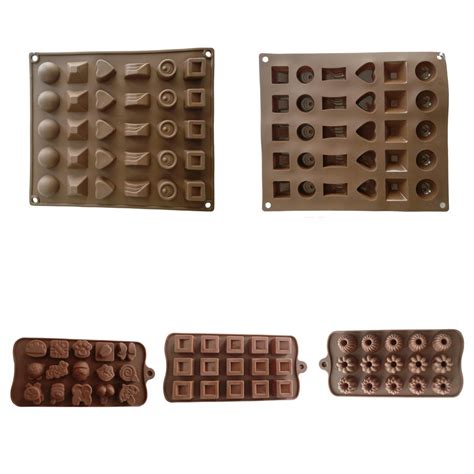 Silicon Chocolate/Candy/Ice Mould - Set of 4 - 30 slots Multiple shapes ...