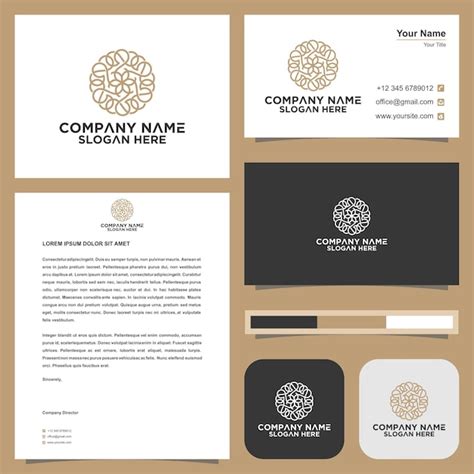 Ornament logo and business card premium | Premium Vector