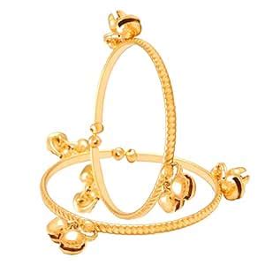 Buy Memoir Gold plated ghungroo adorned, expandable free size Bangle ...