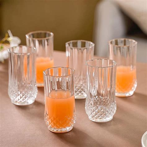 Buy Nestasia Water Glass Set of 6 (230ml) - Transparent Diamond Cut ...