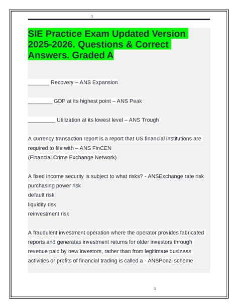 SIE Practice Exam Updated Version 2025-2026. Questions & Correct ...