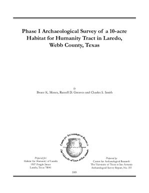 Fillable Online "Phase I Archaeological Survey of a 10-acre Habitat for ...