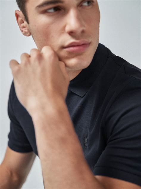 Buy Blue Navy Regular Fit Short Sleeve Pique Polo Shirts from Next India