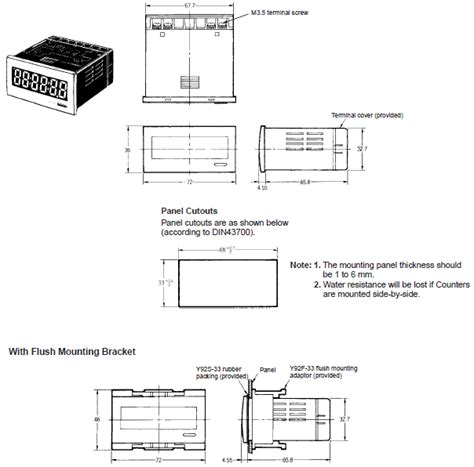 H7HP Total Counter/Time Counter (DIN 72 x 36)/Dimensions | OMRON ...