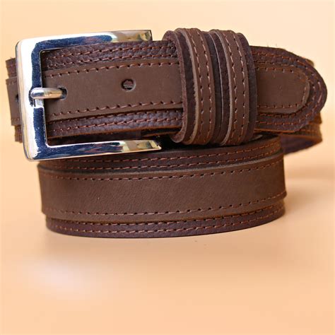 Brown Leather belt for men - Executive - All Brown - Mender Leather Factory