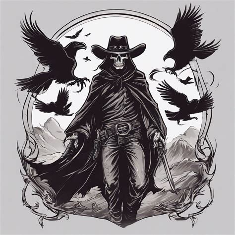 Cowboy grim reaper with ravens flying Fanart