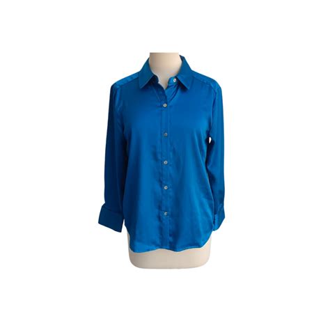 Rachel Zoe Blue Satin Collared Shirt | Brand New | | Secret Stash