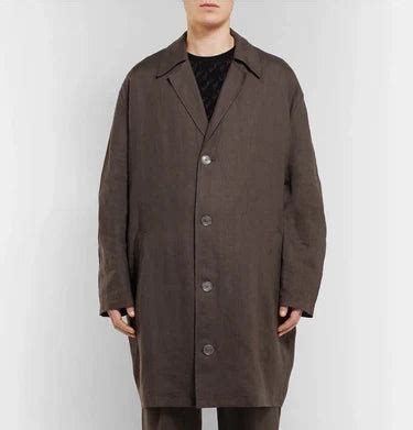 Off-White x Mr Porter Brown Arrows Work Trench Linen Trench Coat ...