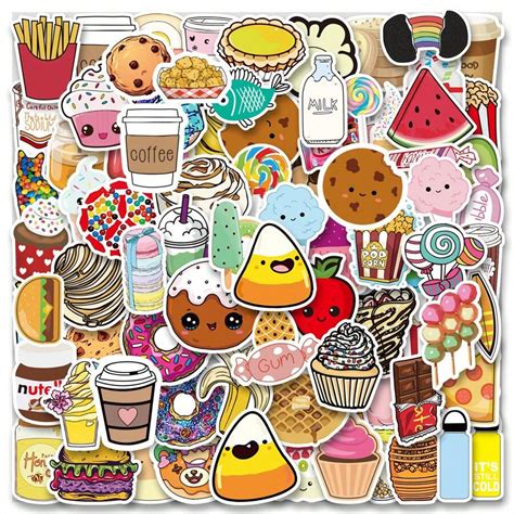 120PCS Food Stickers Vinyl Aesthetics Stickers Scrapbook, Journaling ...