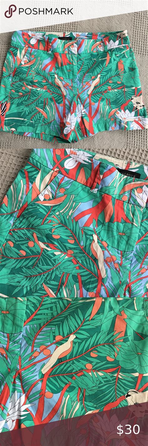 Talbots Green Jungle Print Cotton Stretch Short | Stretch shorts ...