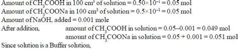 The pH of a solution made by adding 0.001 mole of NaOH to 100cm3of a ...