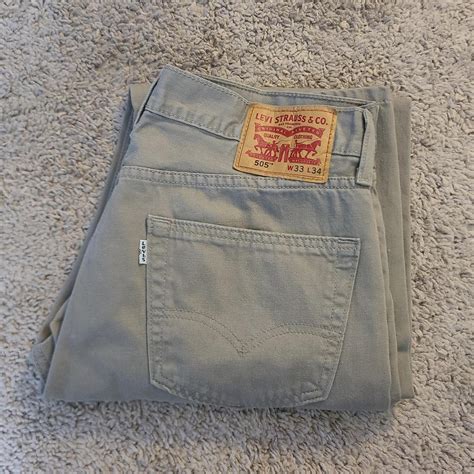 Levi's Men's 505 Regular Fit Tan Colored Jeans W33 L34 - Depop