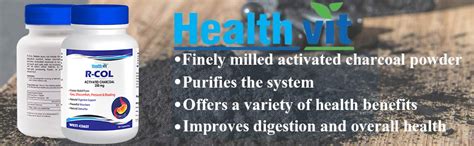 Healthvit R-COL Activated Charcoal 250mg - For Digestive Health ...