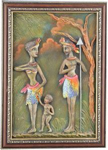 Mangala Art Tribal People M-Seal Mural Artwork Wall Decor Ceramic 15 ...