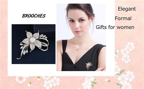 Buy Crystal Pearl Elegant Five-Petal Flower Brooch Pin for Women ...