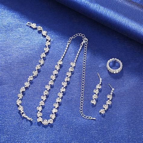 Jewelry Set Four-piece Suit Chrome 1 Necklace 1 Bracelet 1 Ring ...