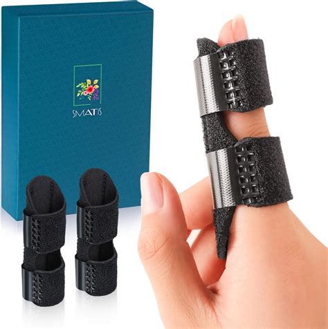 SMATIS Trigger Finger Splint, 2 Pieces Finger Brace for Arthritis Pain and Support with Aluminum ...