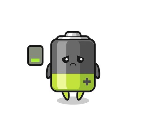 Battery mascot character doing a tired gesture , cute style design for ...