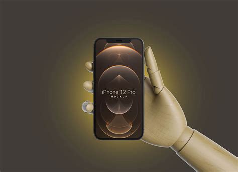 Free Wooden Hand Holding iPhone 12 Pro Mockup PSD - Good Mockups