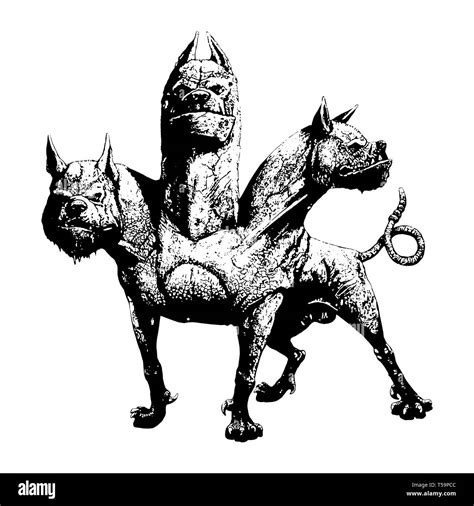 Multi headed dog Cerberus illustration. Hound of Hades. Greek mythology ...