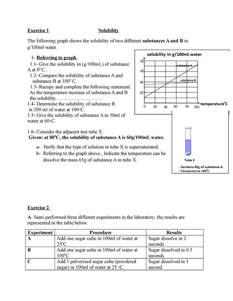Solubility grade 7 - Exercise 1 Solubility The following graph shows ...