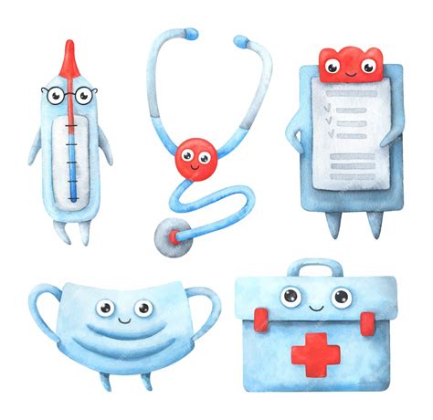 Un ensemble d'instruments médicaux Thermomètre de dessin animé ...