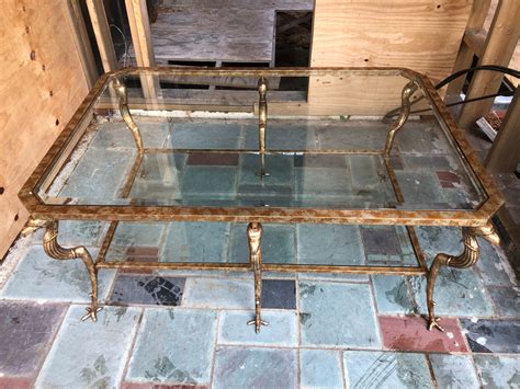 Magnificent Marge Carson Large Gold Griffon Leg Regency Glass Top ...