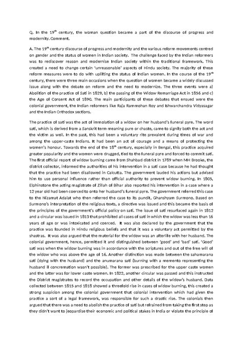 THE Woman Question - Q. In the 19th century, the woman question became ...