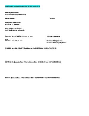 Shipping Instructions Template - Fill and Sign Printable Template Online