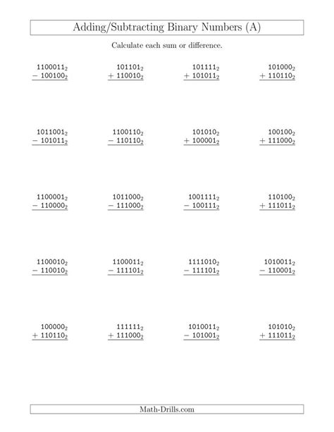 Image result for Binary Multiplication Worksheet