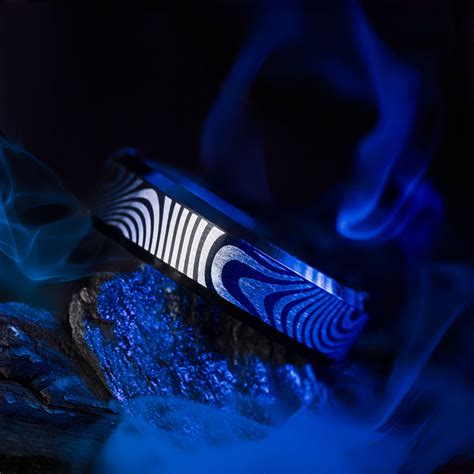 Damascus Beveled Ring - Stainless Steel, Anti-Tarnish, Hypoallergenic ...