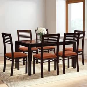 Urban Ladder Floyd 6 Seater Dining Table with Set of 6 Zella Chairs in ...