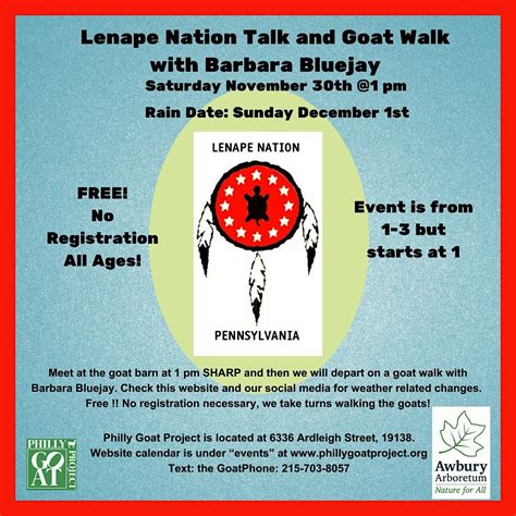 Philly Goat Walk and Lenape Nation Talk, FREE!, The Farm at Awbury ...