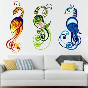 StickMe 100 cm Beautiful Peacocks Modern Art Wall Sticker - SM 088 Self ...