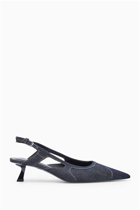 DENIM POINTED SLINGBACK KITTEN HEELS - INDIGO | COS
