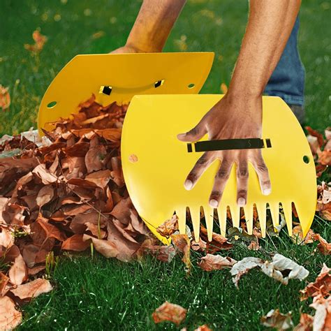 2pcs Leaf Scoops Hand Rakes(Yellow), Large Multipurpose Leaf Scoops for Picking up Leaves, Grass ...
