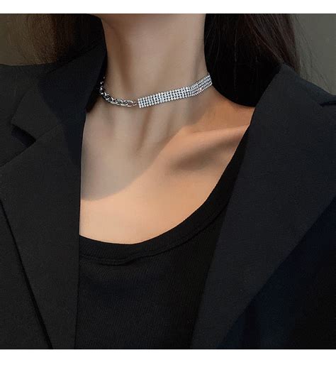 BOO同款小众设计拼色淡水珍珠项链锁骨链ins潮流欧美风个性颈链女-阿里巴巴