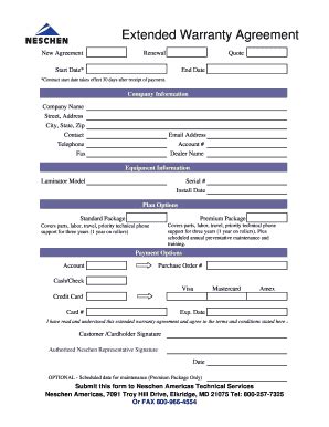 Extended Warranty Agreement Form - Fill and Sign Printable Template Online