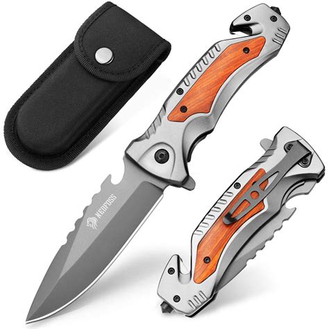 DA169 Tactical Pocket Knife, Folding Knife with Seat Belt Cutter, Glass ...