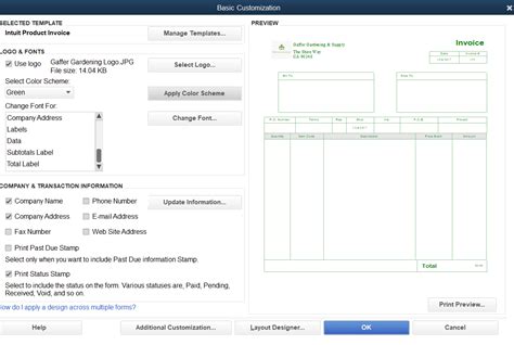 Image result for QuickBooks Invoice Header Layout