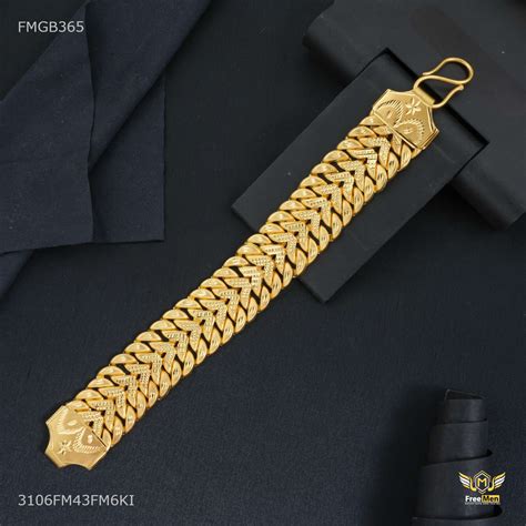 Designer V cut Gold Plated Bracelet for Men - FMGB365 – Freemen®