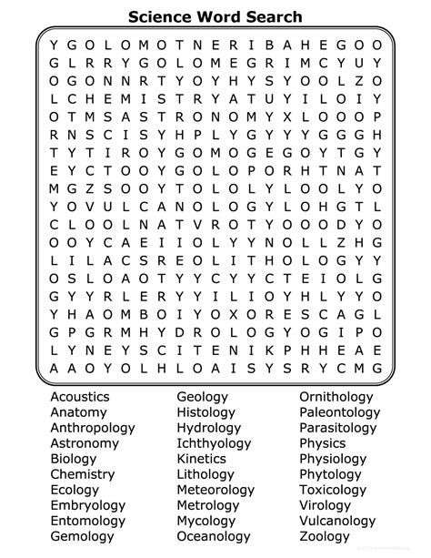Printable Science Word Search