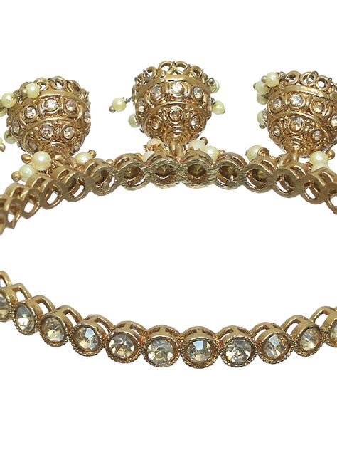 Priyaasi Studded Gold Plated Pearl Jhumka Drop Bangle Set of 2