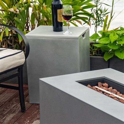 Mondawe Gray Propane Tank Cover - Steel Fire Pit Table with Igniter ...