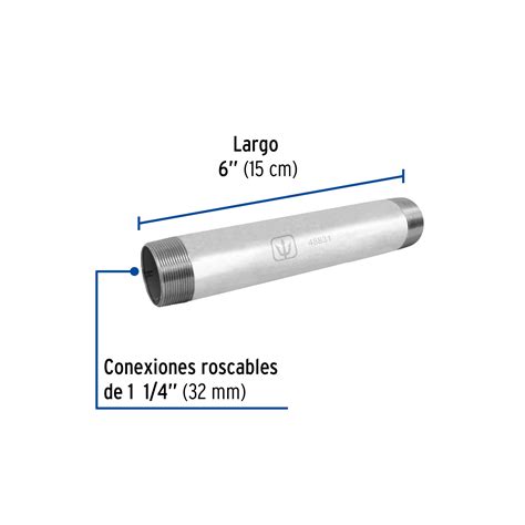 Niple de acero galvanizado 1-1/4 x 6 , FOSET, Foset, 48831